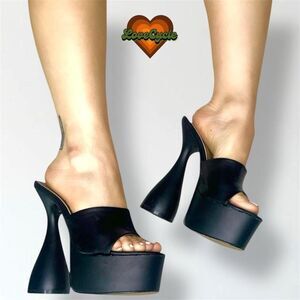 Women's EGO 'Own It' Black Platform Slip-On Heels – UK 6 / US 8.5
